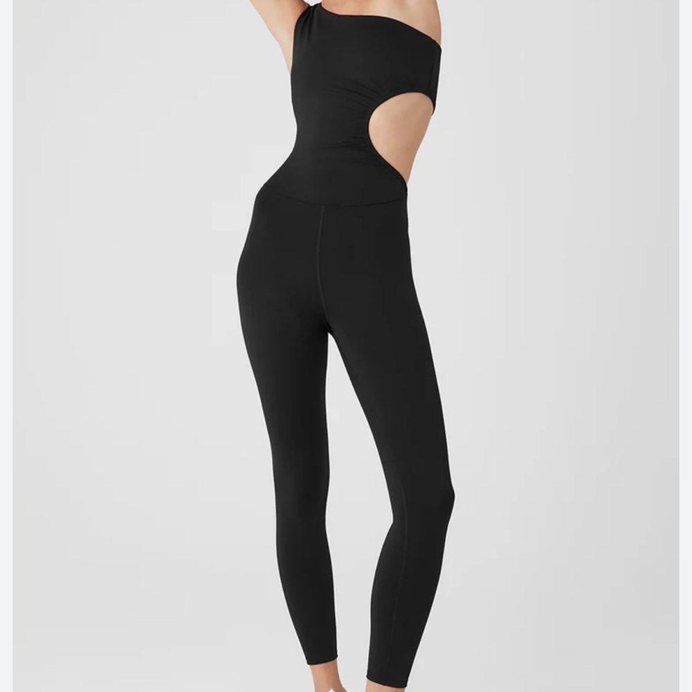 ALO Yoga Black Airlift 7/8 Decadent Bodysuit